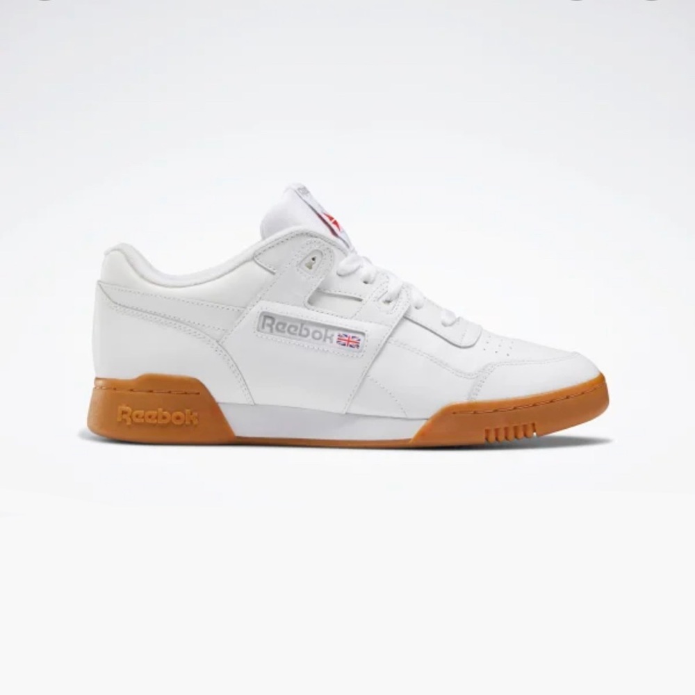 White Reebok Classics with gum sole